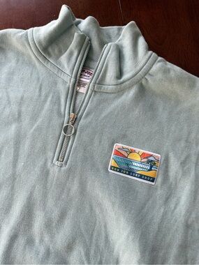 Ron Jon Light Seafoam Green Half-Zip Pullover with Surf Patch